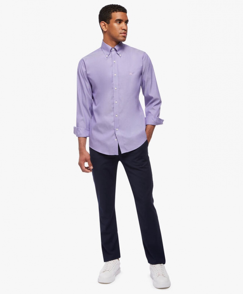 Purple Brooks Brothers Regular Fit Purple Non-Iron Button Down Men Shirts | OWK-028617