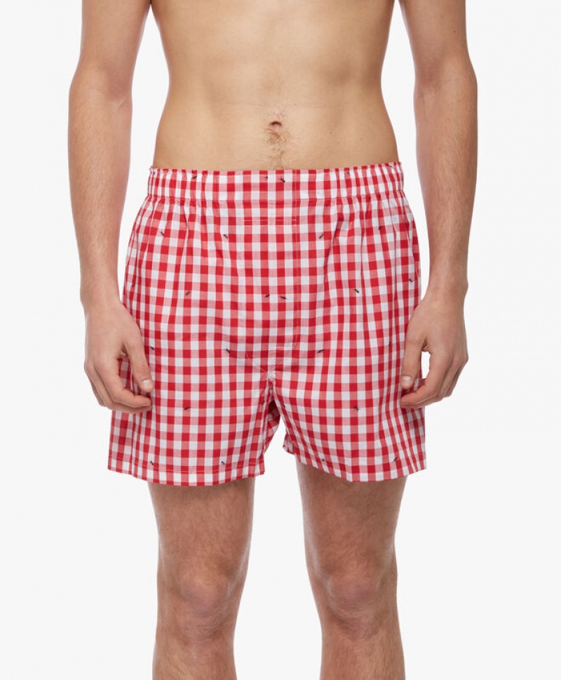 Red Brooks Brothers Cotton Broadcloth Print Men Underwear | QWC-412953