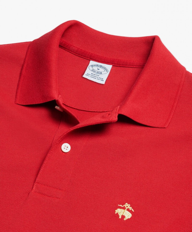 Red Brooks Brothers Golden Fleece Slim Fit Stretch Supima Men Polo | ILH-271865