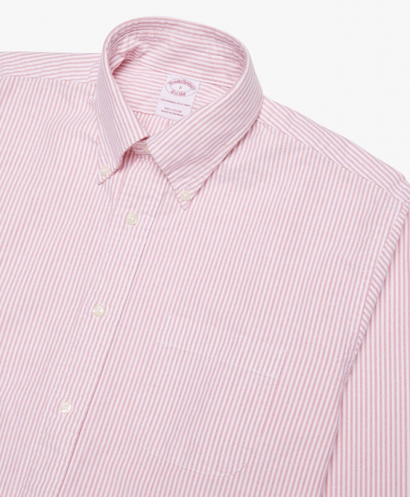 Red Brooks Brothers Original Button-Down Striped Oxford Men Shirts | HRV-360178