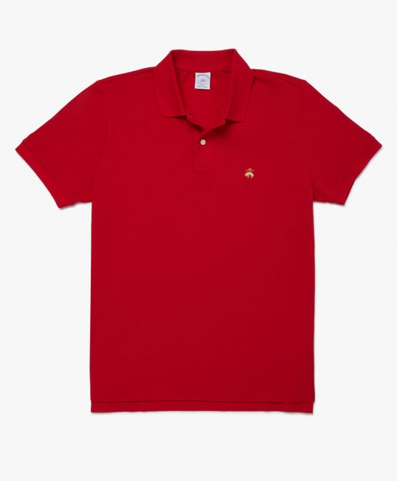 Red Brooks Brothers Slim-fit Sleeves Pique Men Polo | LCZ-170342