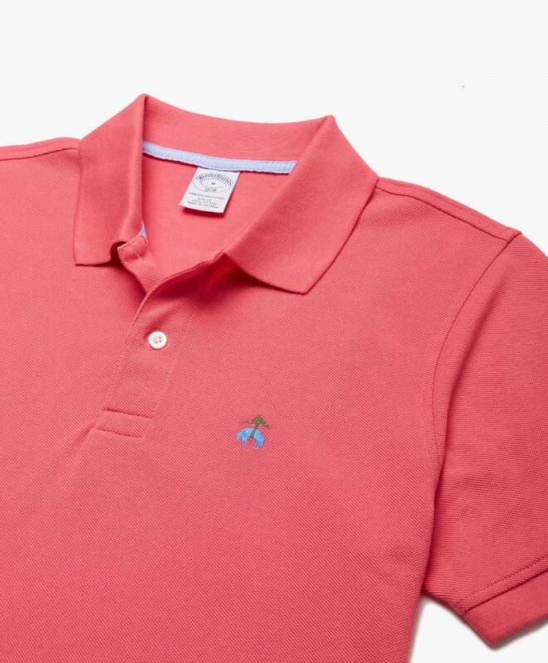 Red Brooks Brothers Slim-fit Sleeves Pique Men Polo | HTJ-417023