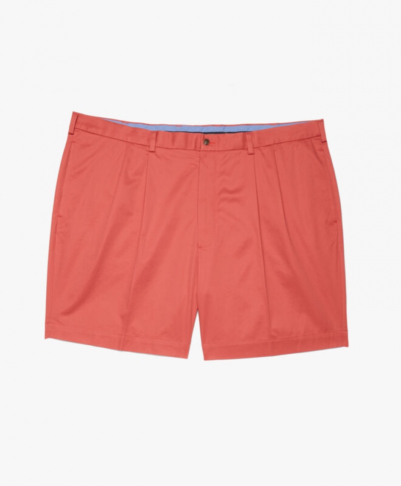 Red Brooks Brothers Stretch Pleat Front Men Shorts | TKS-078641