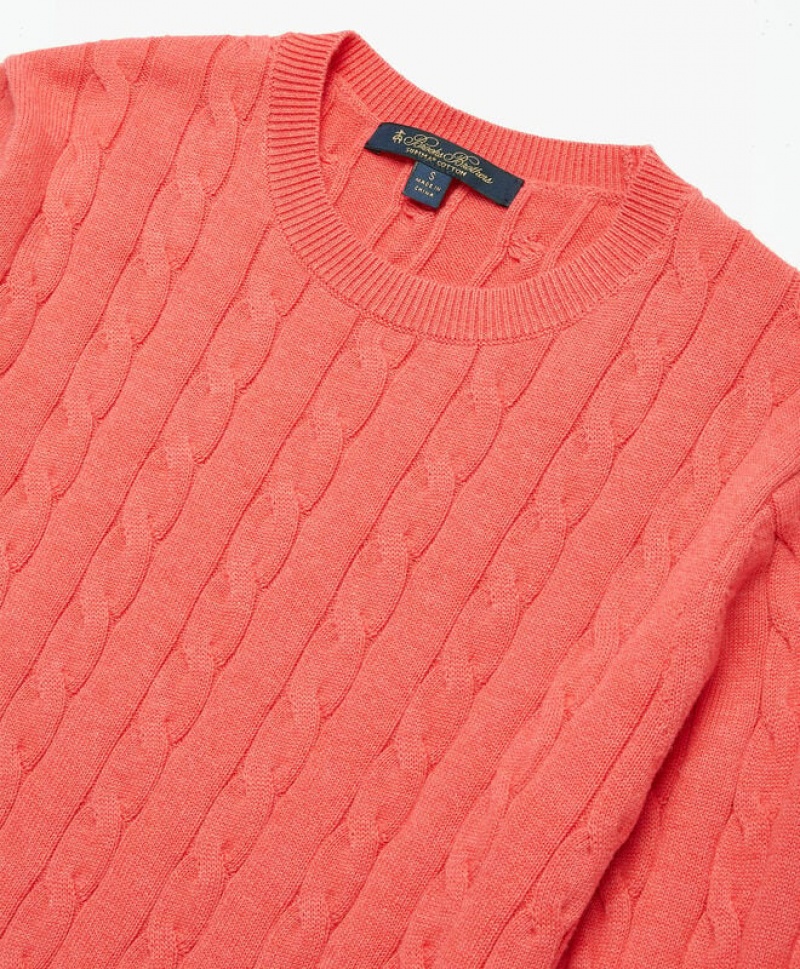 Red Brooks Brothers Supima Cotton Cable Women Sweaters | YSP-832791