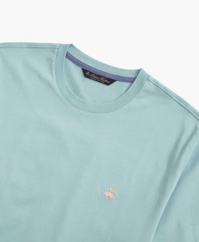 Turquoise Brooks Brothers Supima Crewneck Cotton Men T-shirts | ROS-480931