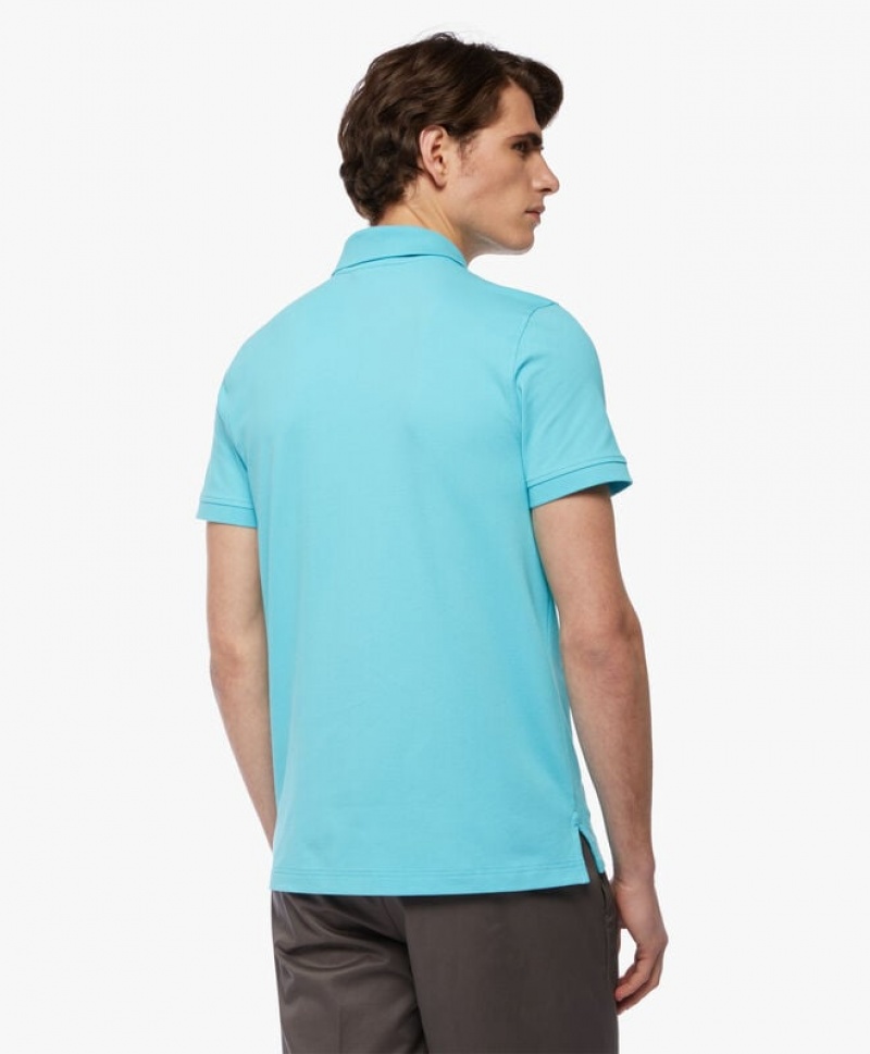 Turquoise / Light Turquoise Brooks Brothers Golden Fleece Slim Fit Stretch Supima Men Polo | YCD-460231