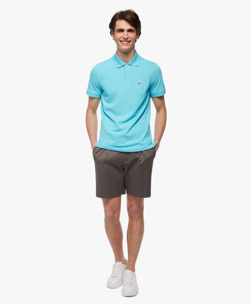 Turquoise / Light Turquoise Brooks Brothers Golden Fleece Slim Fit Stretch Supima Men Polo | YCD-460231