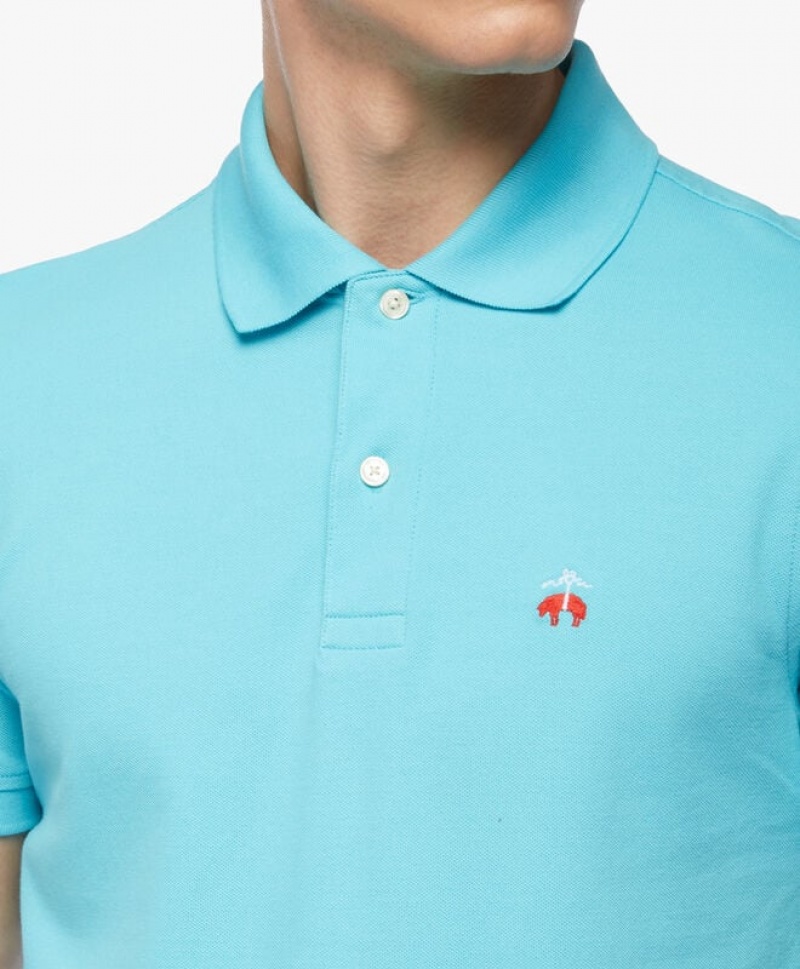 Turquoise / Light Turquoise Brooks Brothers Golden Fleece Slim Fit Stretch Supima Men Polo | YCD-460231