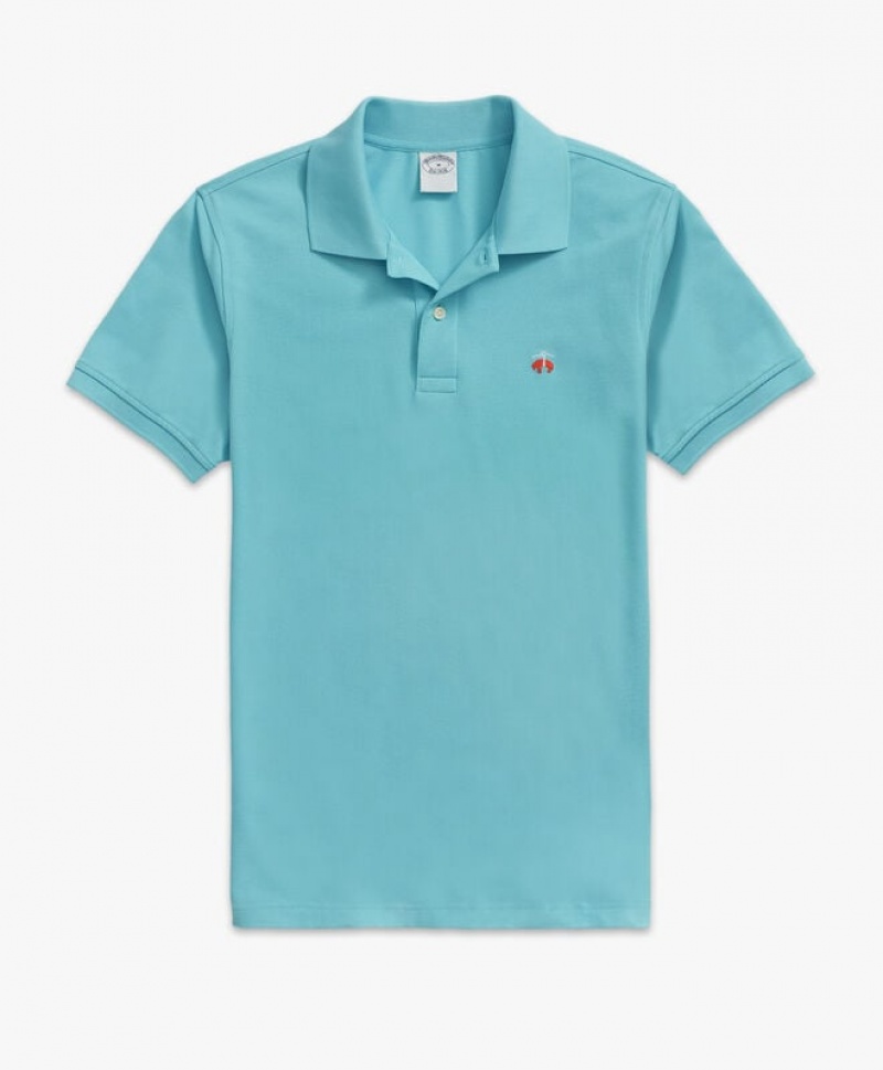 Turquoise / Light Turquoise Brooks Brothers Golden Fleece Slim Fit Stretch Supima Men Polo | YCD-460231