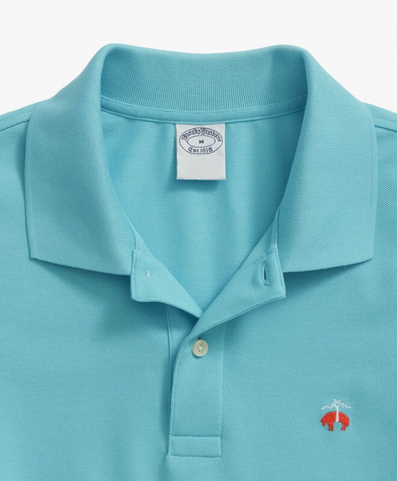 Turquoise / Light Turquoise Brooks Brothers Golden Fleece Slim Fit Stretch Supima Men Polo | YCD-460231