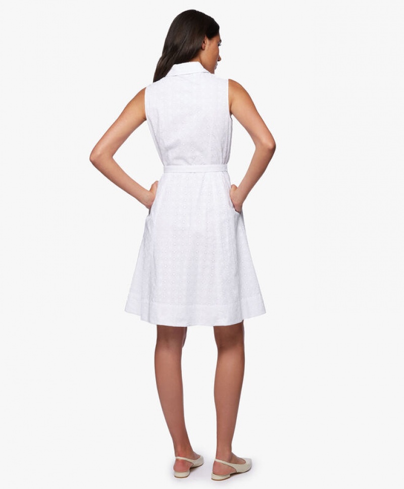 White Brooks Brothers Classic Cotton Women Dresses | WVR-987654