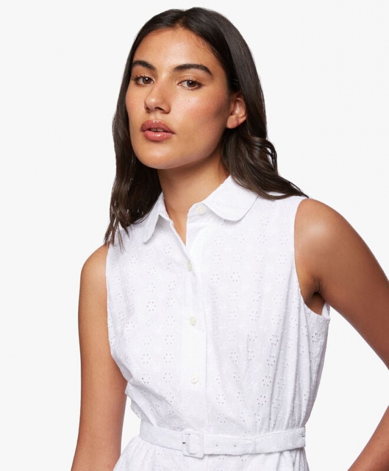 White Brooks Brothers Classic Cotton Women Dresses | WVR-987654