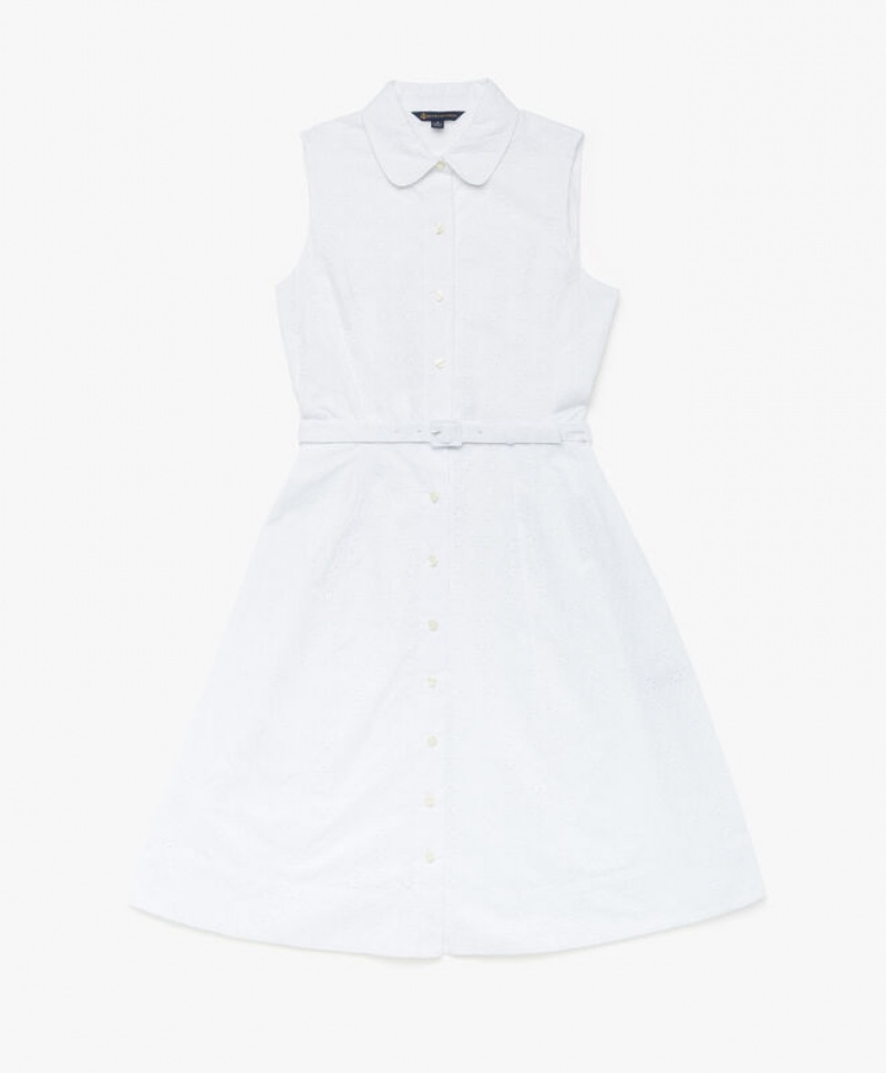 White Brooks Brothers Classic Cotton Women Dresses | WVR-987654