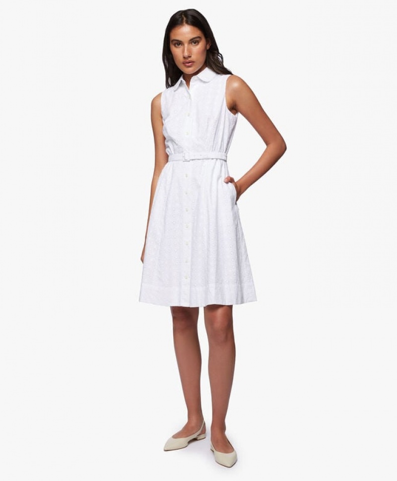 White Brooks Brothers Classic Cotton Women Dresses | WVR-987654