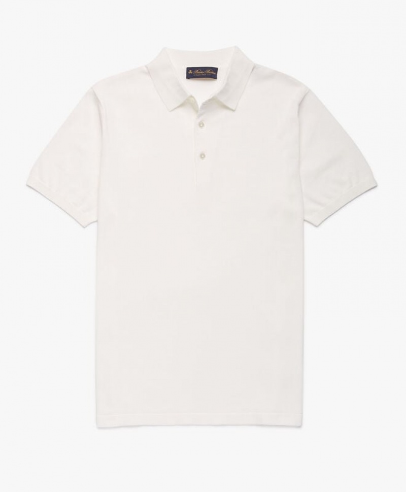 White Brooks Brothers Cotton Men Polo | MNA-859106