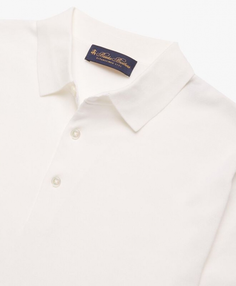 White Brooks Brothers Cotton Men Polo | MNA-859106