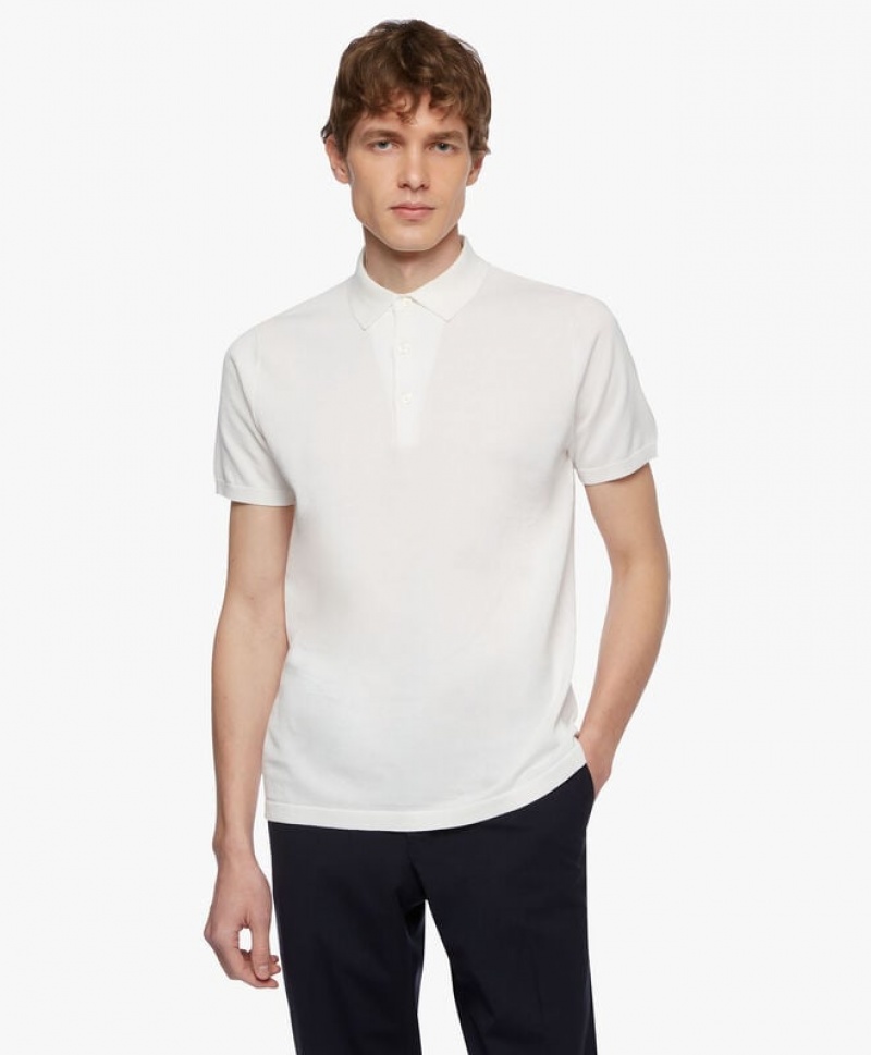 White Brooks Brothers Cotton Men Polo | MNA-859106