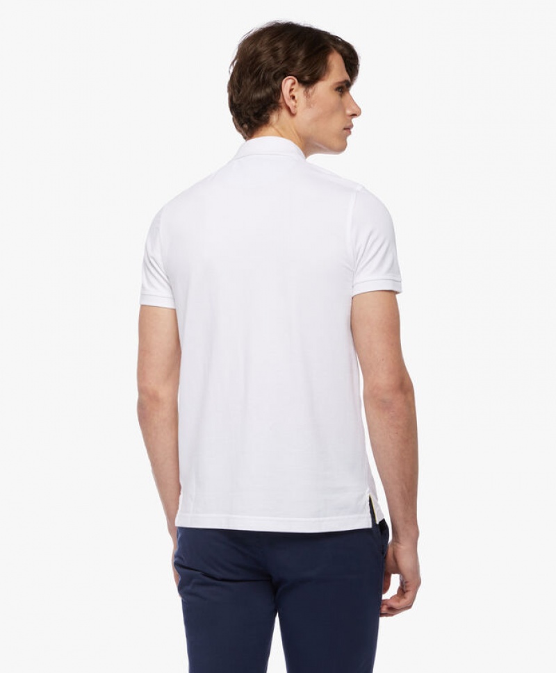 White Brooks Brothers Cotton Pique Archive Stripe Men Polo | PJQ-803157