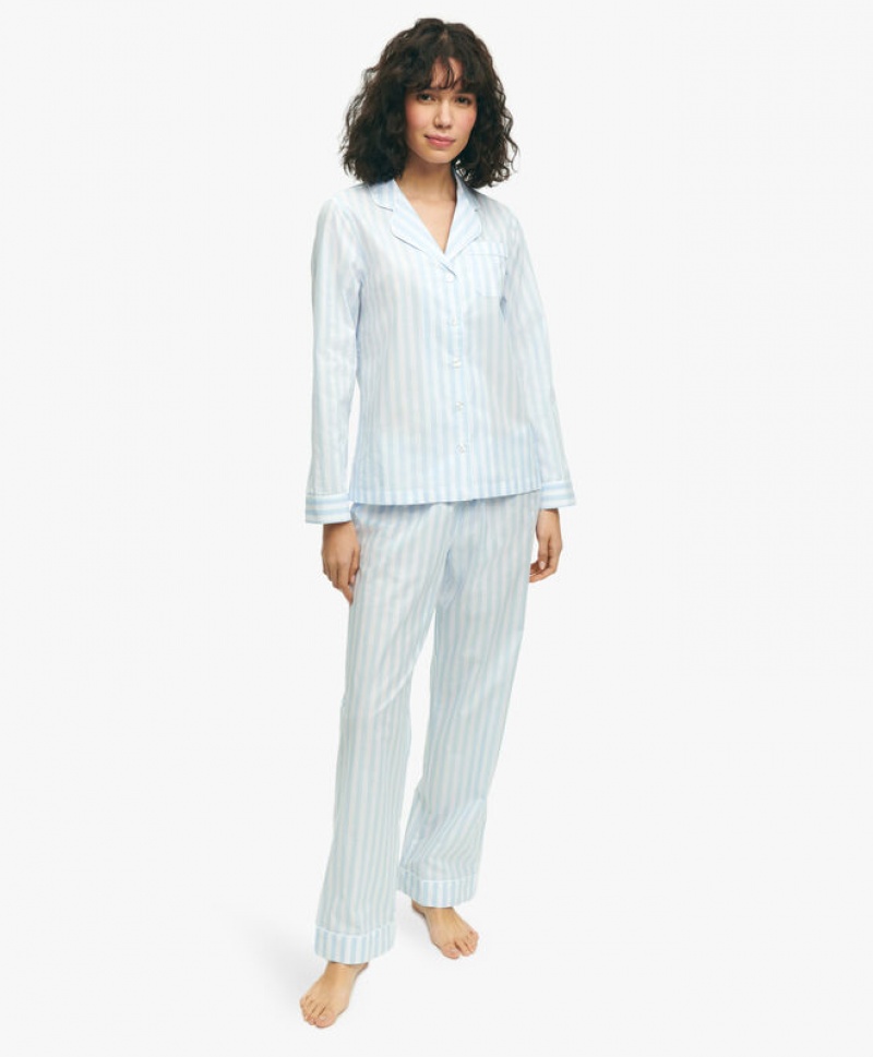 White Brooks Brothers Cotton Poplin Striped Women Nightwear | BJL-371580