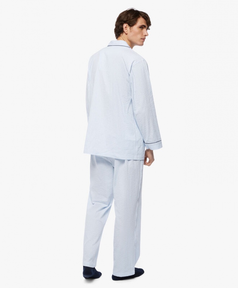 White Brooks Brothers Cotton Seersucker Men Nightwear | NYQ-627085