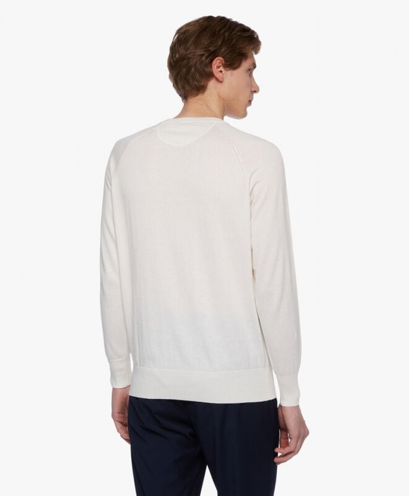 White Brooks Brothers Cotton and Cashmere Men Sweatshirts | USJ-785620