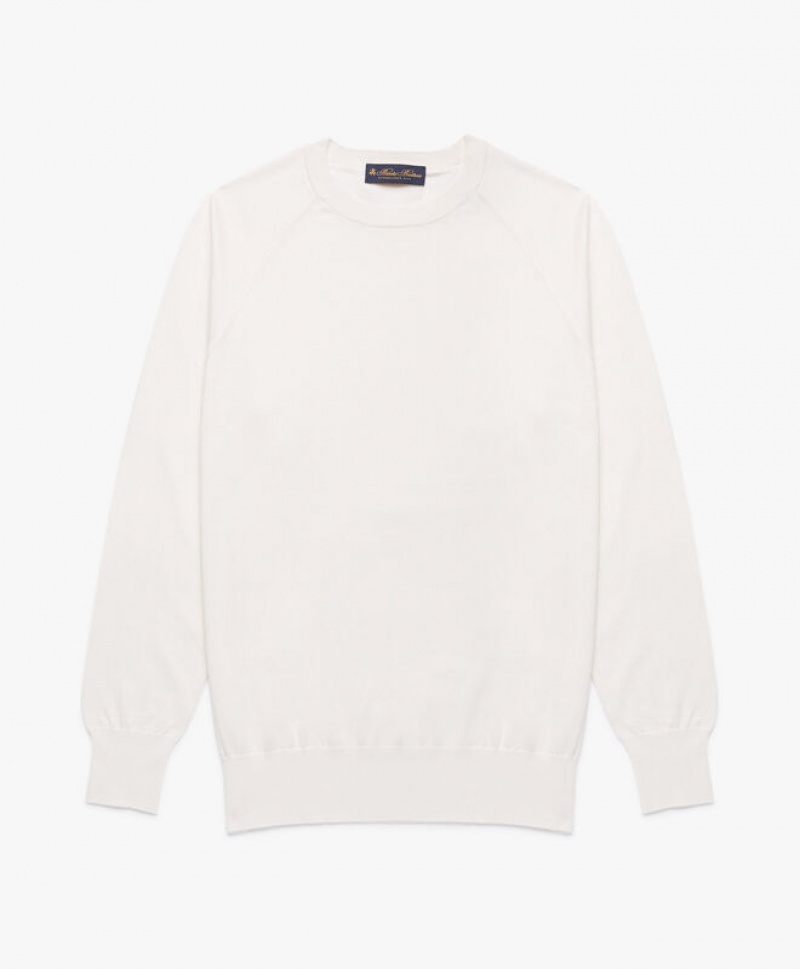 White Brooks Brothers Cotton and Cashmere Men Sweatshirts | USJ-785620