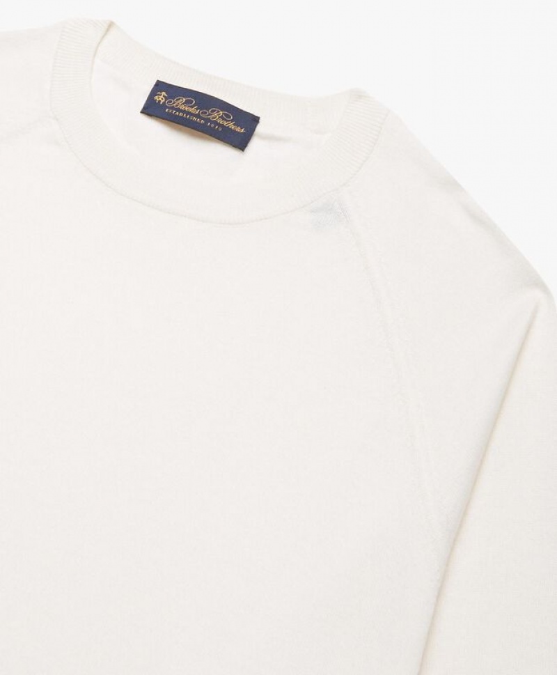 White Brooks Brothers Cotton and Cashmere Men Sweatshirts | USJ-785620