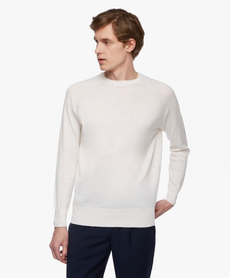 White Brooks Brothers Cotton and Cashmere Men Sweatshirts | USJ-785620