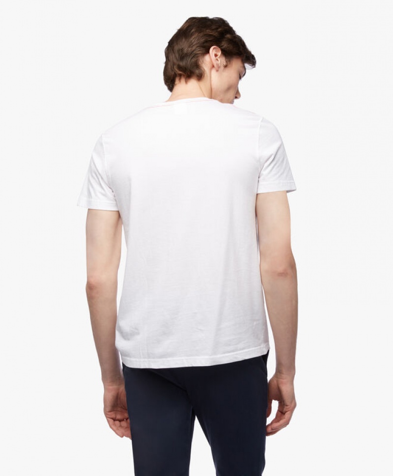 White Brooks Brothers Label Graphic Men T-shirts | BFC-315609