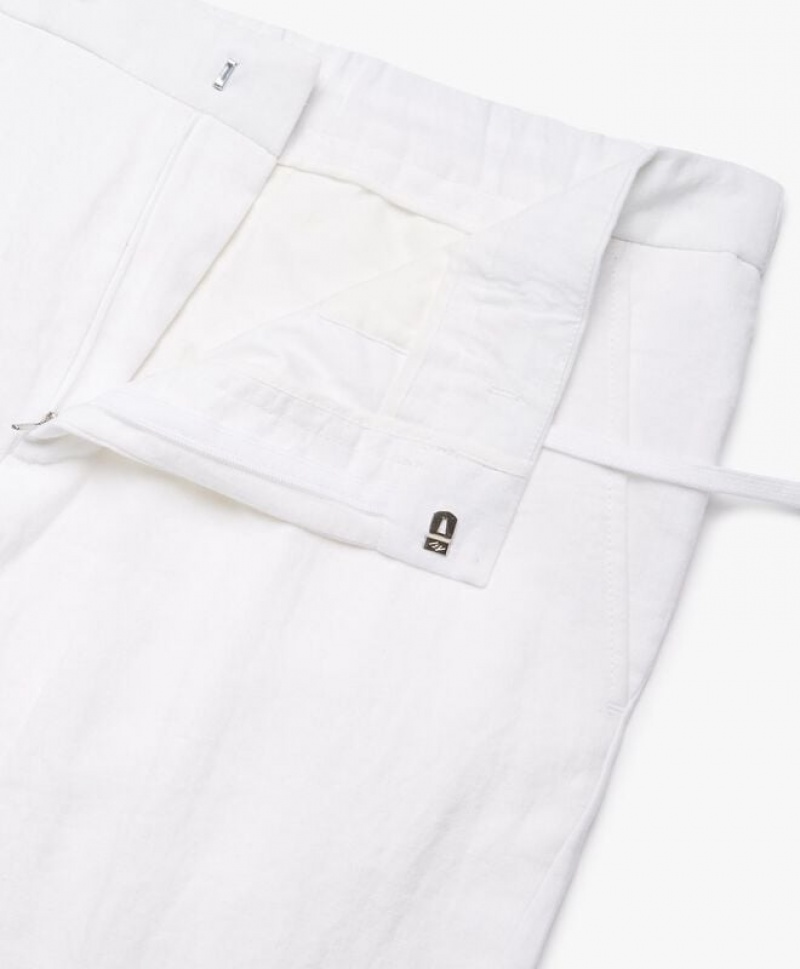 White Brooks Brothers Linen Men Trousers | ZDB-719643