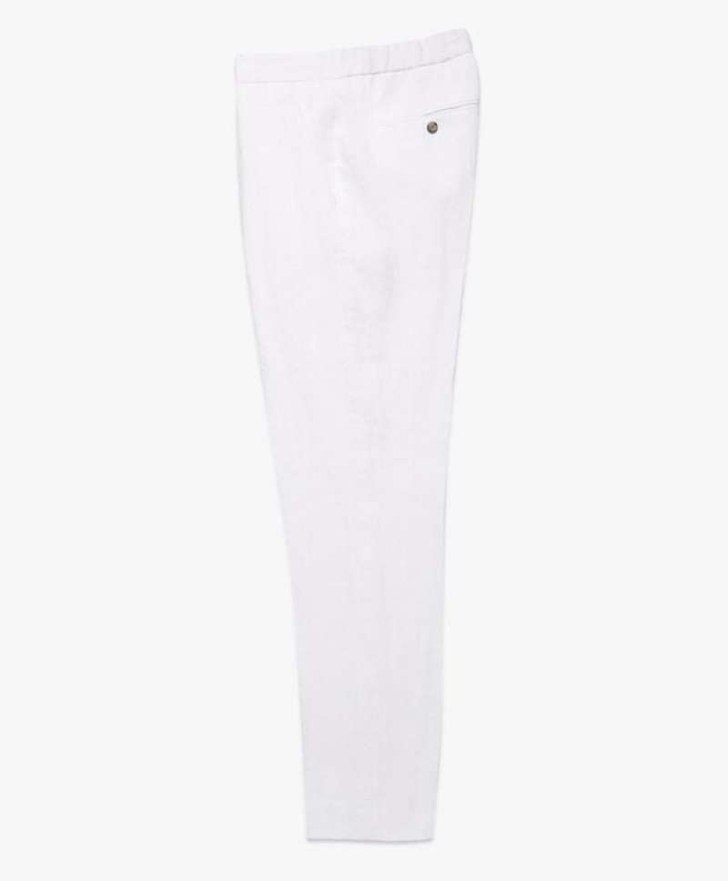 White Brooks Brothers Linen Men Trousers | ZDB-719643