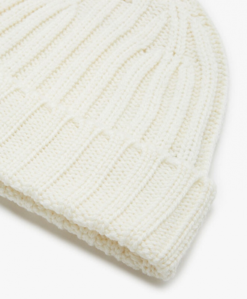 White Brooks Brothers Merino Wool Men Beanie | BOV-560941