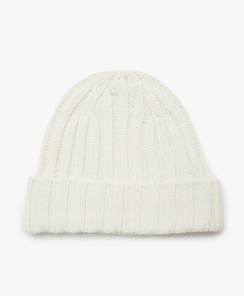 White Brooks Brothers Merino Wool Men Beanie | BOV-560941