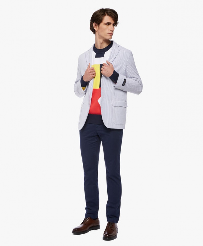 White Brooks Brothers Milano Fit Cotton Seersucker Sport Men Blazers | TGW-438752