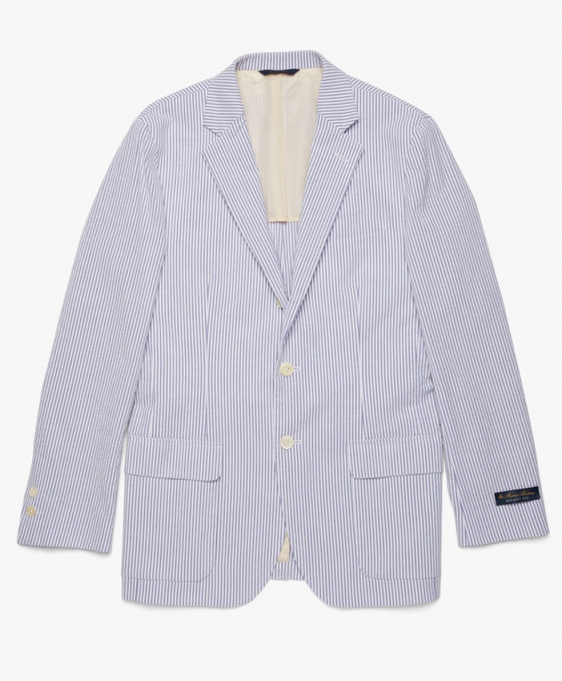 White Brooks Brothers Milano Fit Cotton Seersucker Sport Men Blazers | TGW-438752