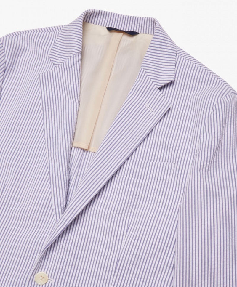 White Brooks Brothers Milano Fit Cotton Seersucker Sport Men Blazers | TGW-438752