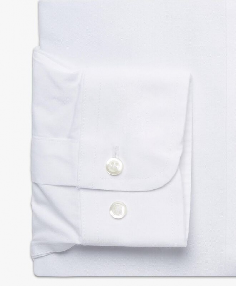 White Brooks Brothers Milano Slim-fit Non-iron, Pinpoint, Ainsley Collar Men Shirts | UEN-167843