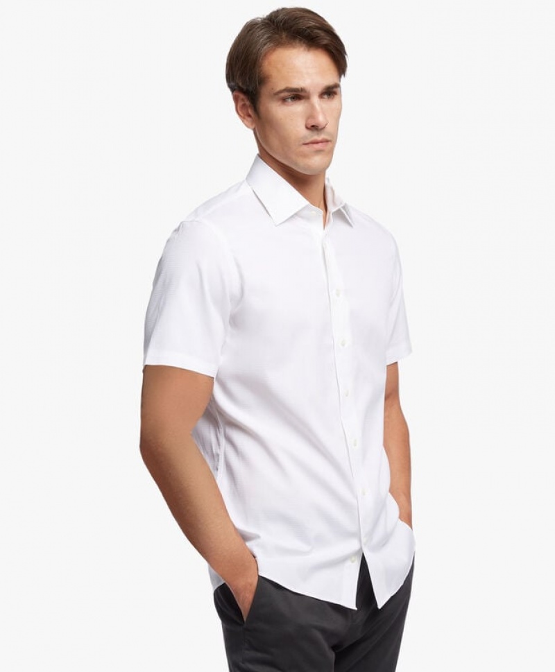 White Brooks Brothers Milano Slim-fit Non-iron, Dobby, Ainsley Collar Men Shirts | LFJ-348916