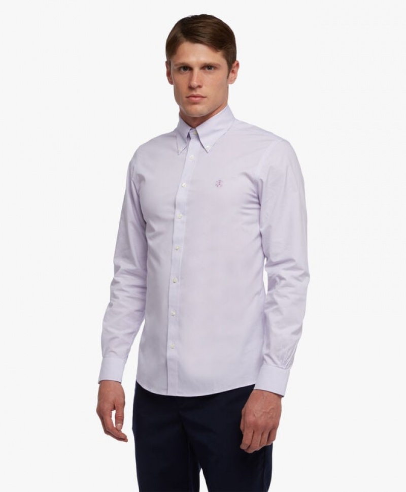 White Brooks Brothers Pastel Purple Non-Iron Button Down Men Shirts | RBS-809512