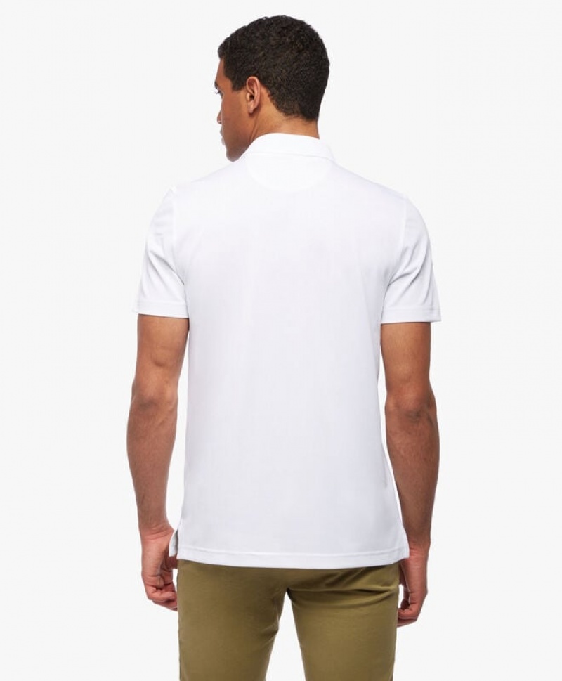 White Brooks Brothers Performance Zip Men Polo | GLV-126593