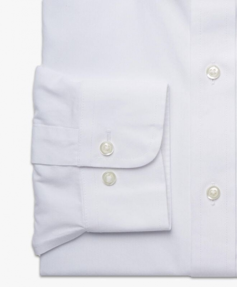 White Brooks Brothers Regent Regular-fit Non-iron, Pinpoint, Ainsley Collar Men Shirts | YVM-264759