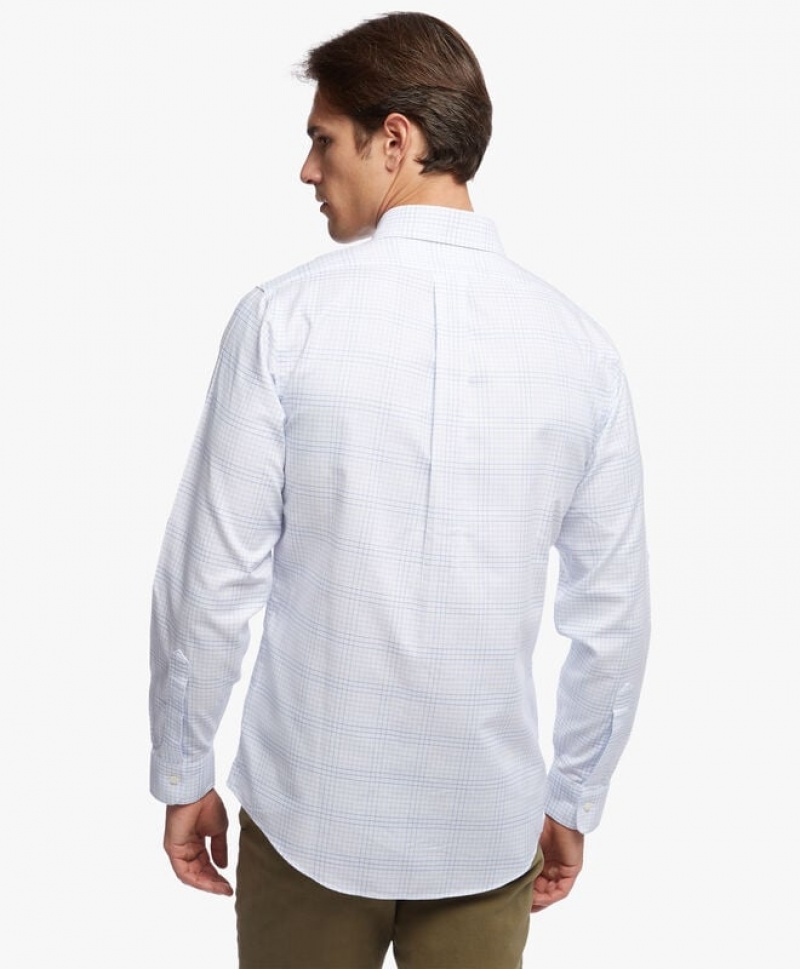 White Brooks Brothers Regent Regular-fit Non-iron, Brookscool Oxford, Button-Down Collar Men Shirts | NUV-823164