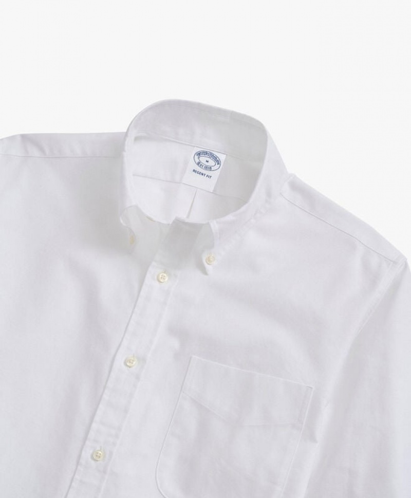 White Brooks Brothers Regent regular fit, Oxford, Button-Down Collar Men Shirts | MBF-043796