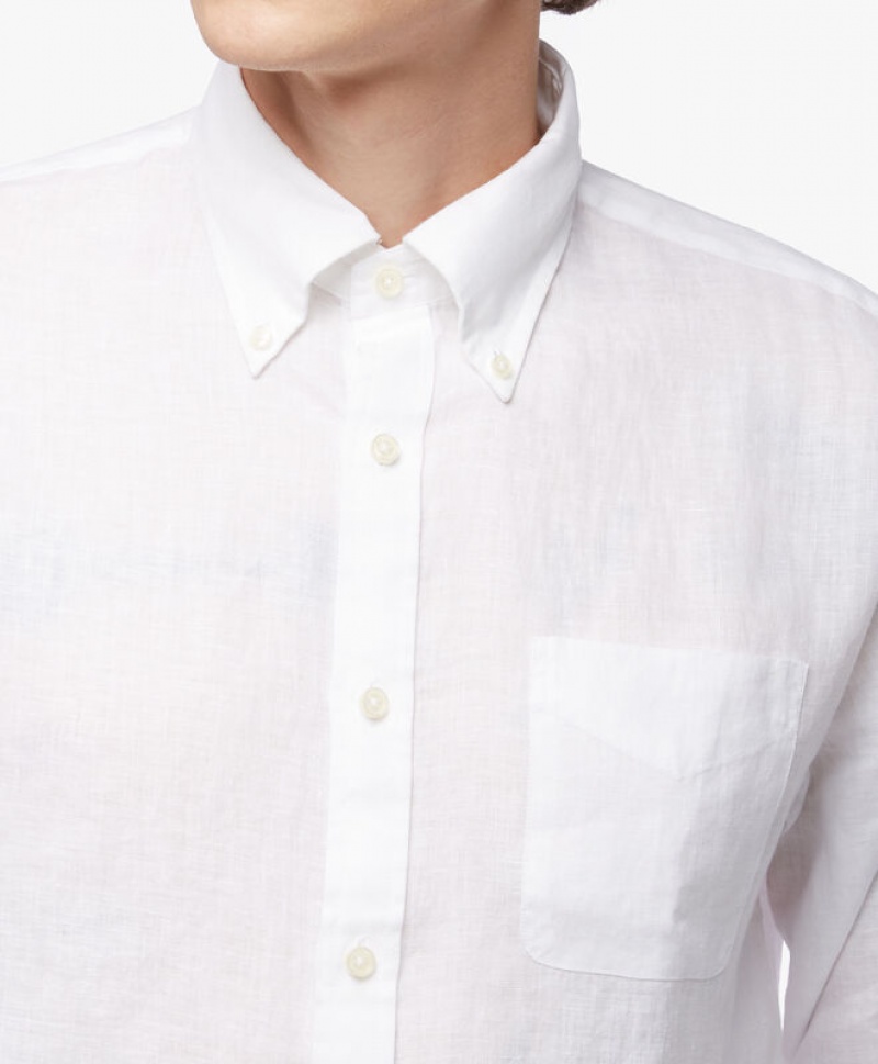 White Brooks Brothers Regent regular fit Irish Linen Men Shirts | FKP-680273