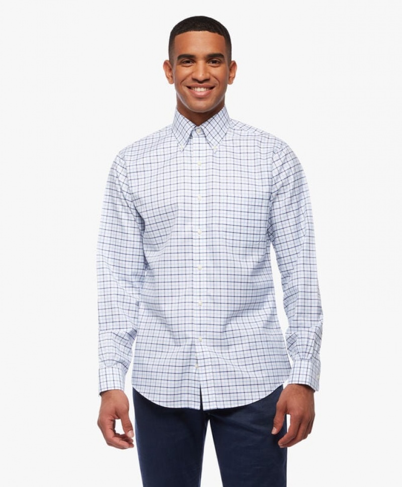 White Brooks Brothers Regular Fit Blue Non-Iron Button Down Men Shirts | BAJ-780359