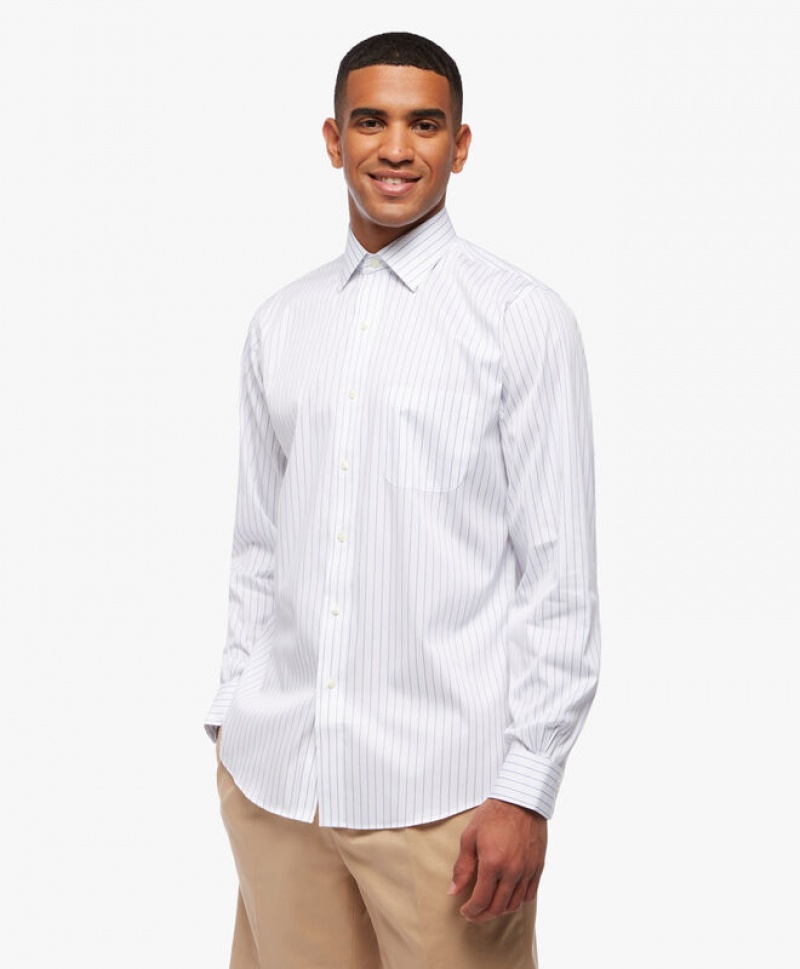 White Brooks Brothers Regular Fit Pastel Blue Non-Iron Ainsley Collar Men Shirts | KXY-705413