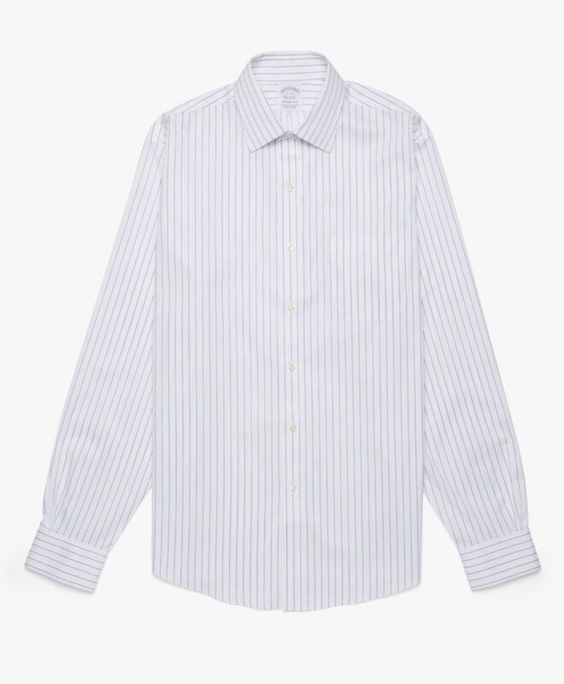 White Brooks Brothers Regular Fit Pastel Blue Non-Iron Ainsley Collar Men Shirts | KXY-705413