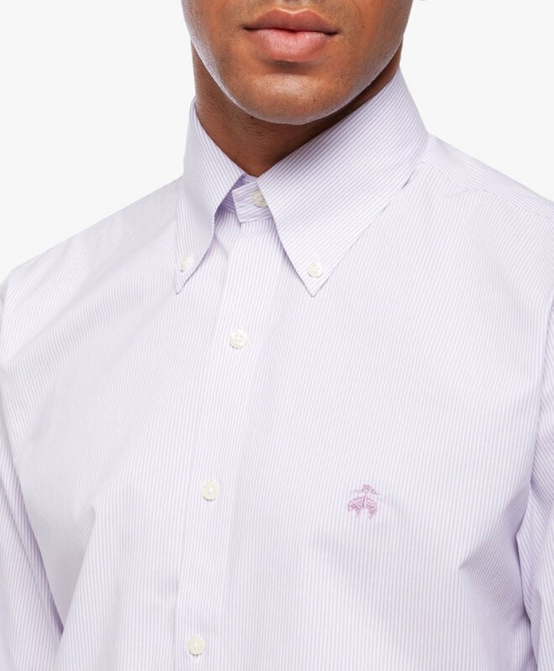 White Brooks Brothers Regular Fit Pastel Purple Non-Iron Button Down Men Shirts | NSY-048369