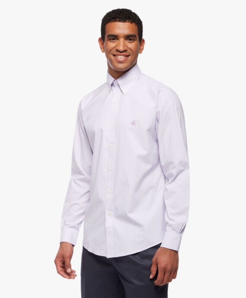 White Brooks Brothers Regular Fit Pastel Purple Non-Iron Button Down Men Shirts | NSY-048369