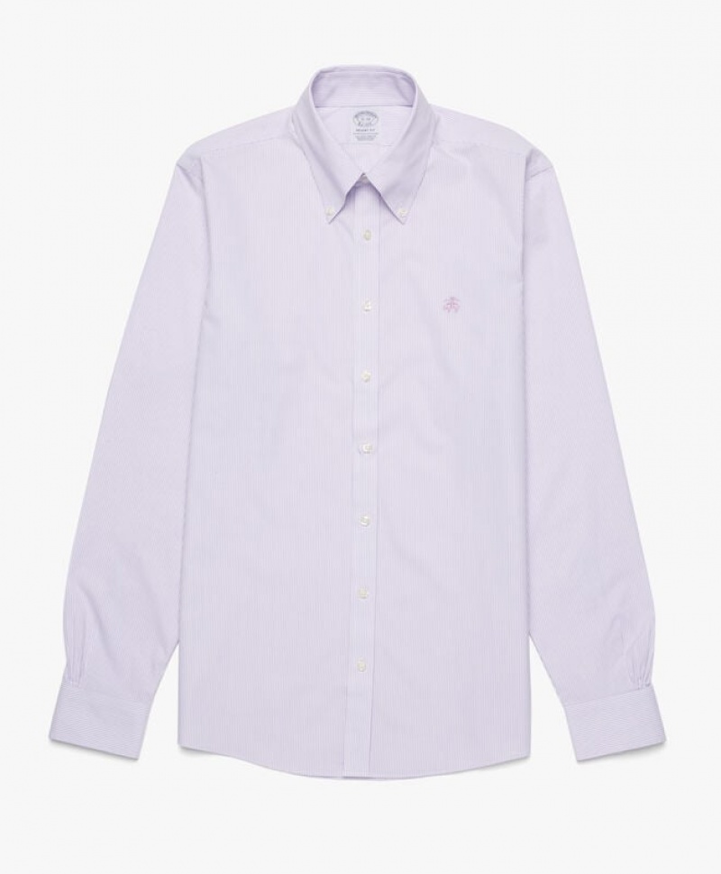 White Brooks Brothers Regular Fit Pastel Purple Non-Iron Button Down Men Shirts | NSY-048369